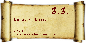 Barcsik Barna névjegykártya